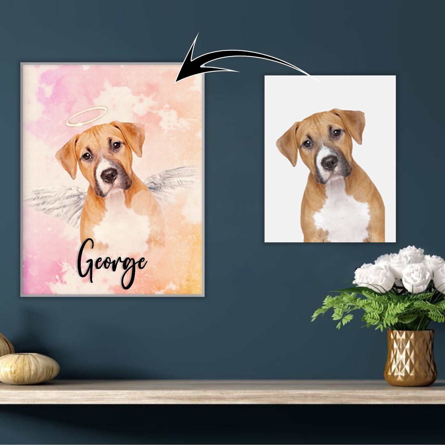 Custom Name Pet Loss Memorial Portrait