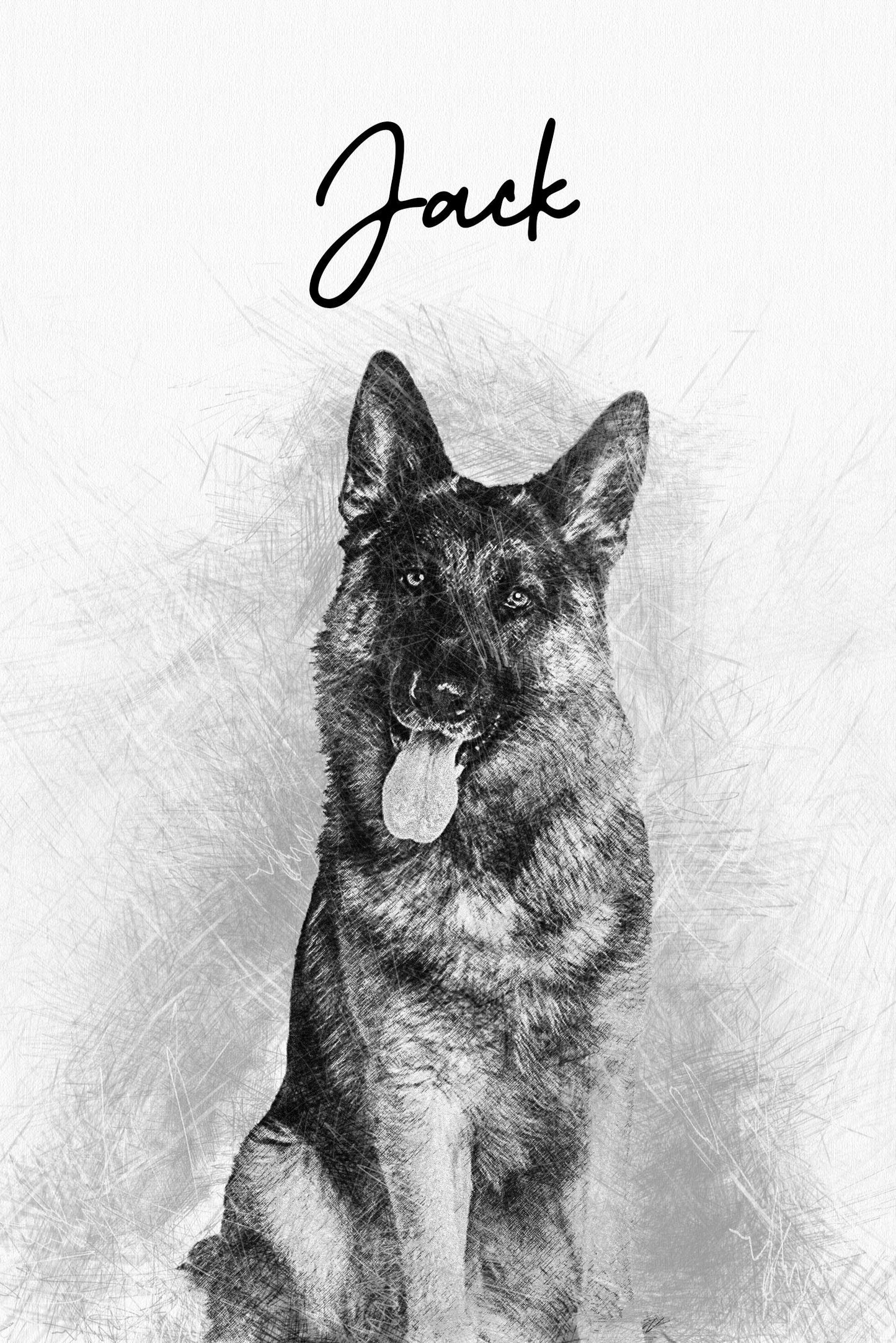 Custom Sketch Puppy Pet Portrait