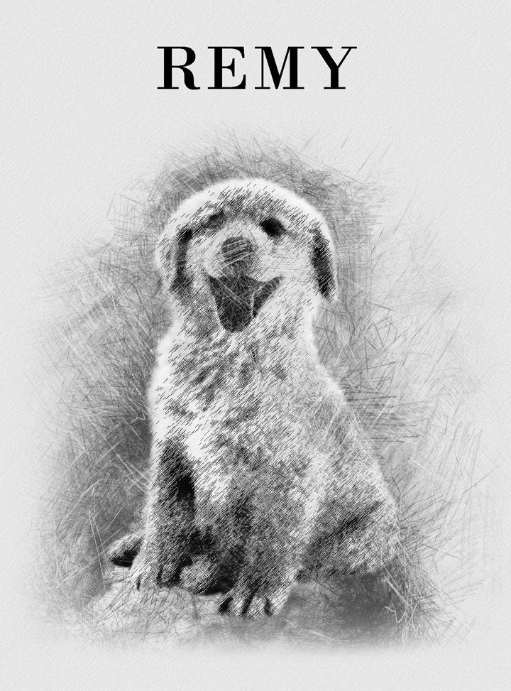 Sketch Memorial Pet Portrait Digital Print