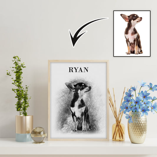 Customized Sketch Memorial Pet Portrait Gifts for Fur Parents