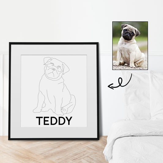 Personalized Pet Line Art Portrait