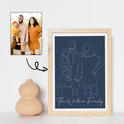 Family Line Art Portrait