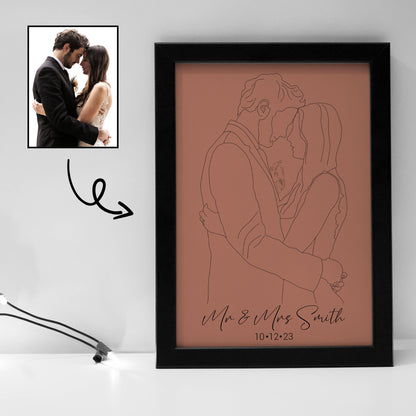 Bridal Couple Line Art Portrait