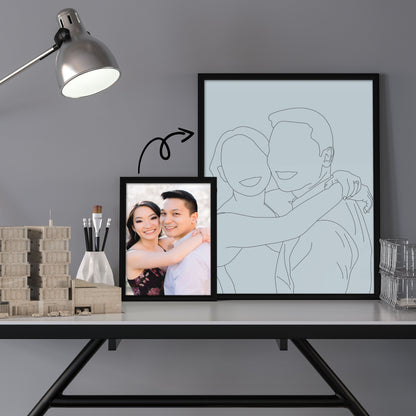 Couple Line Art Portrait