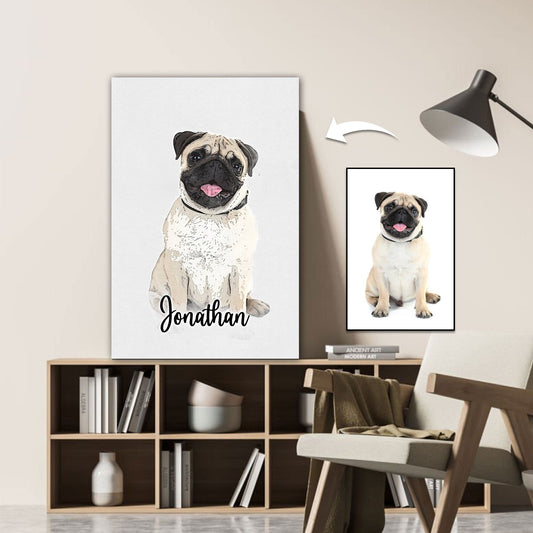 Pug Canvas Pet Portrait