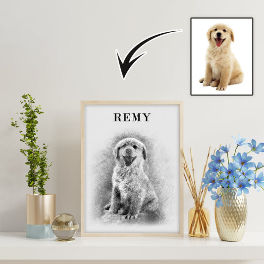 Sketch Memorial Pet Portrait Digital Print