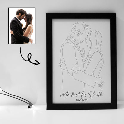 Bridal Couple Line Art Portrait