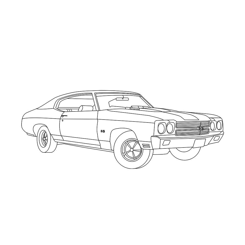 Car Line Art Poster, Custom Line Art Portrait