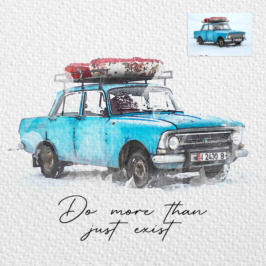 Custom Watercolor Painting for Car Lover