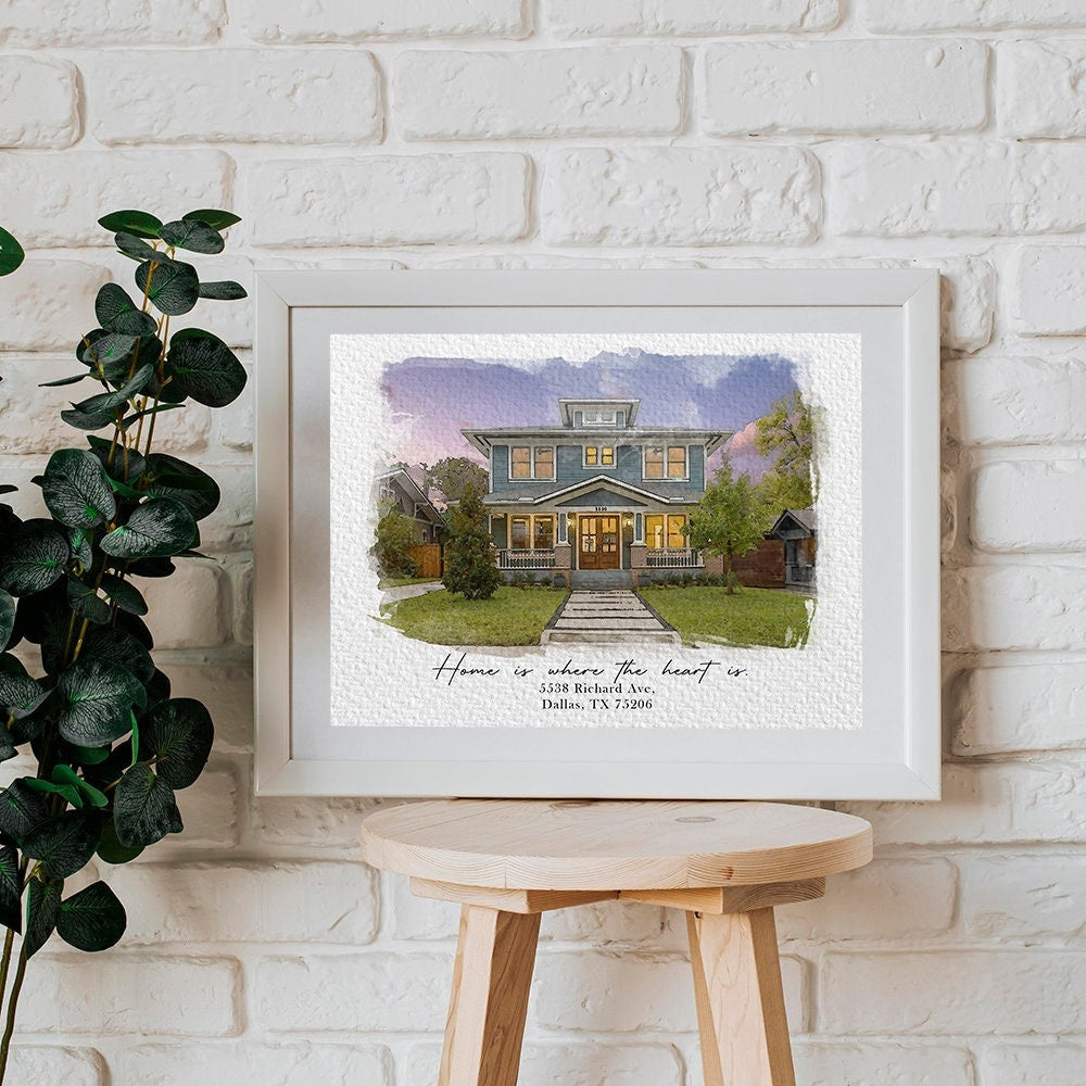 Home Is Where The Heart Is Custom House Watercolor Painting