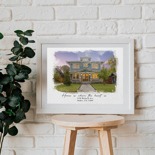 Home Is Where The Heart Is Custom House Watercolor Painting