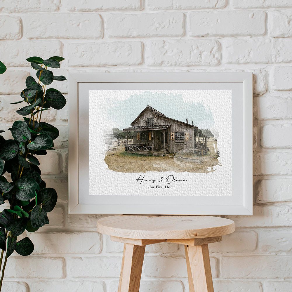 Custom Our First Home Watercolor Painting