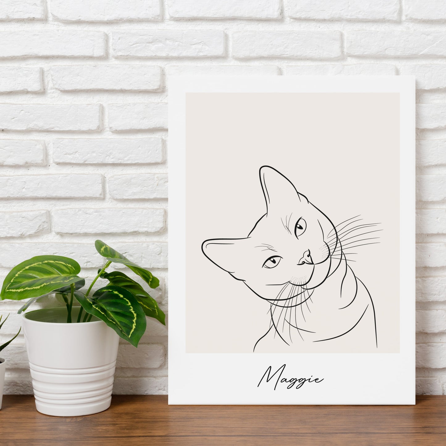 Cute Cat Digital Line Art Poster