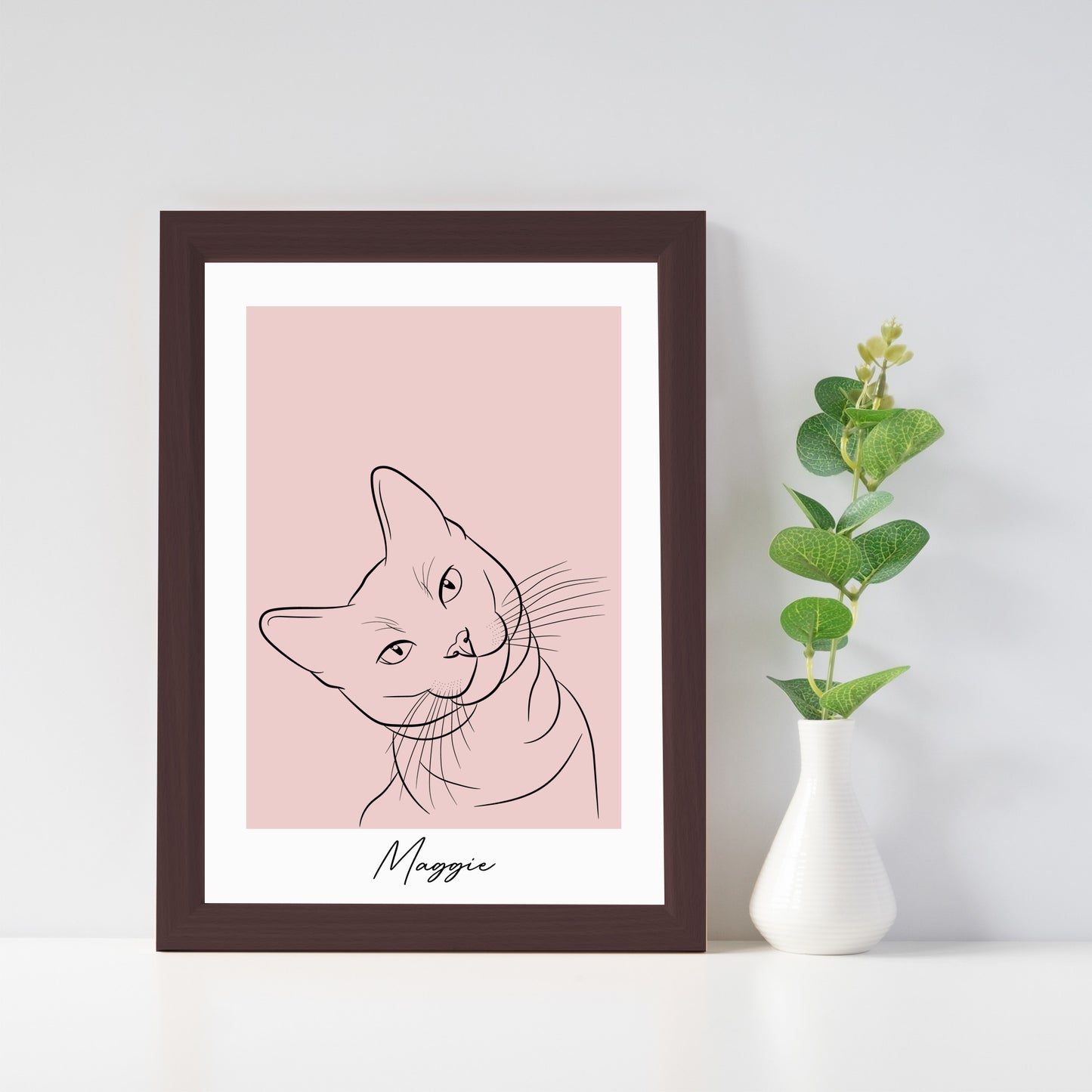 Cute Cat Digital Line Art Poster