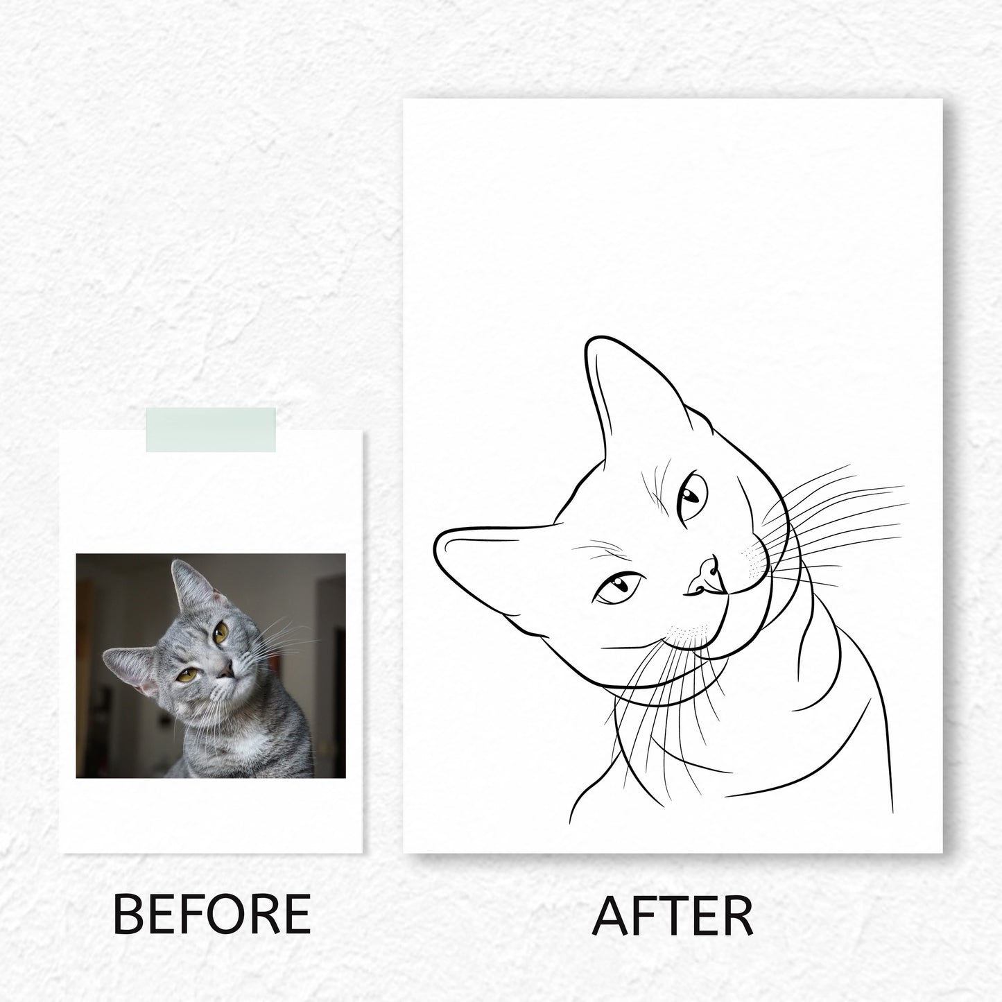 Cute Cat Digital Line Art Poster