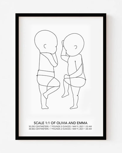 Twins Birth Poster