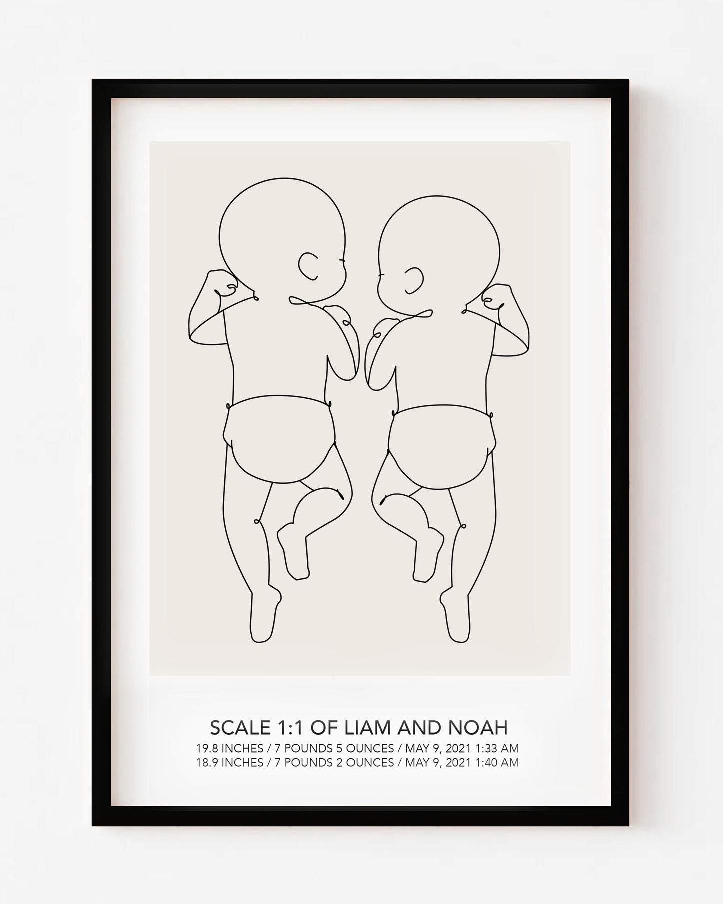 Scale 1:1 Twins Birth Poster