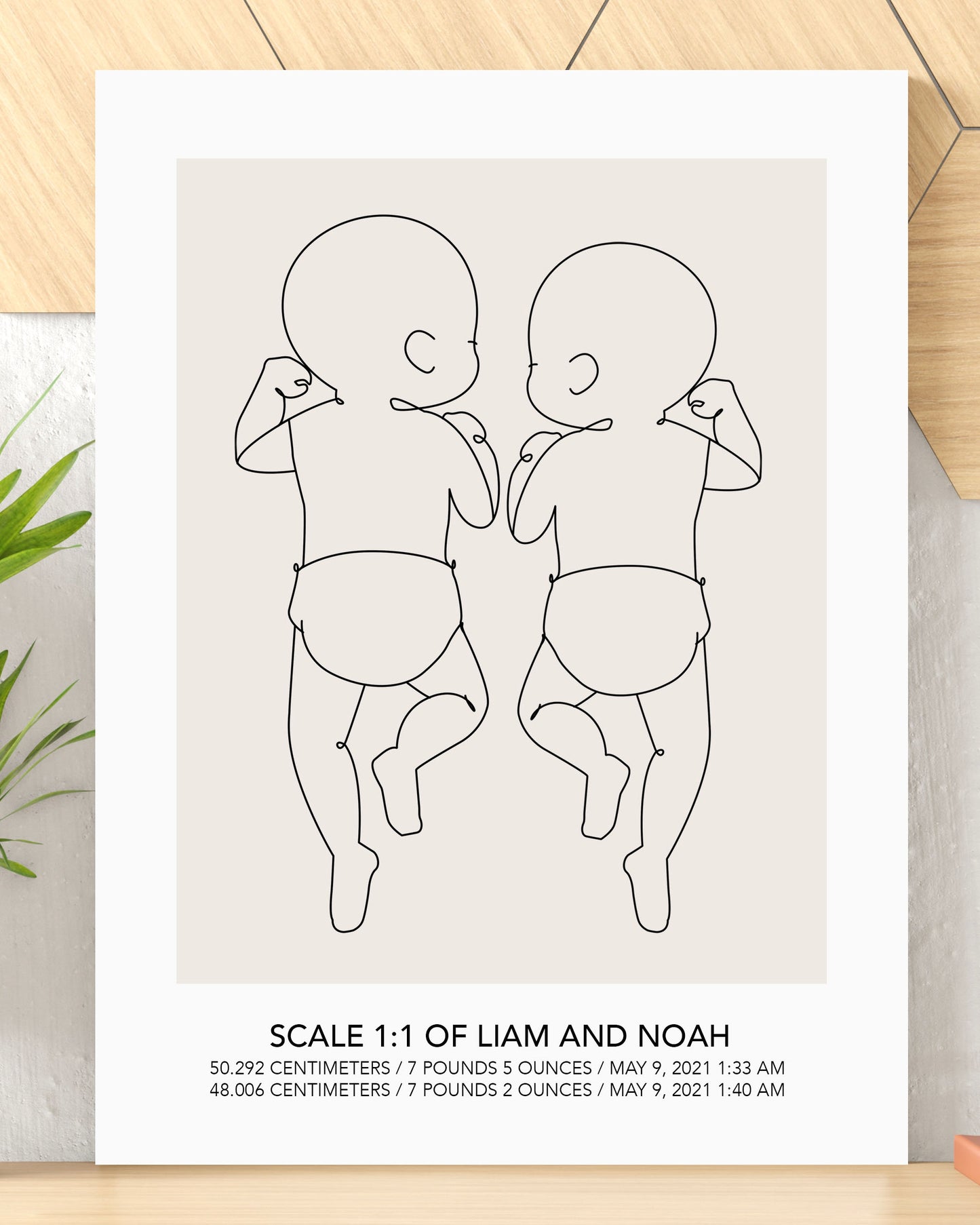 Scale 1:1 Twins Birth Poster