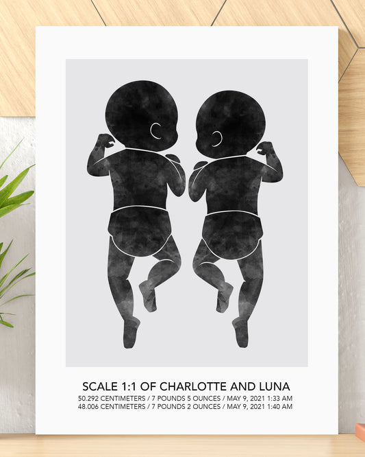 Custom Birth Poster for Twins